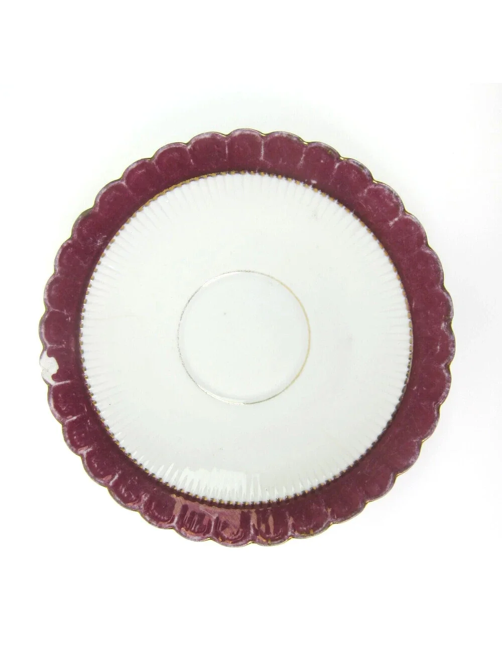Antique Porcelain Footed Tea Cup & Saucer Set Burgundy & Gold Floral Demitasse